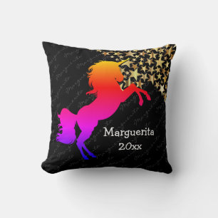 Cojín Decorativo Keepsake personalizado del UNICORN negro