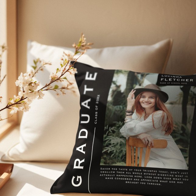 Cojín Decorativo Keepsake Photo & Cote Graduation Gift Black (Subido por el creador)