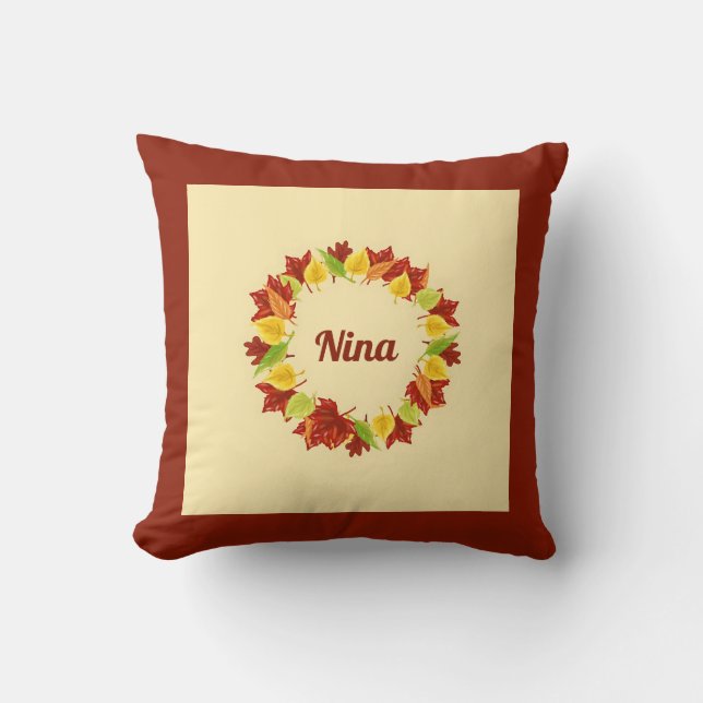 Cojín Decorativo Keepsake simple personalizado de hoja de otoño (Anverso)