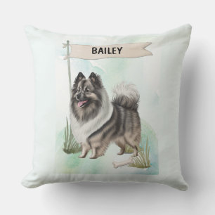Cojín Decorativo Keeshond Acuarela Perro Personalizado