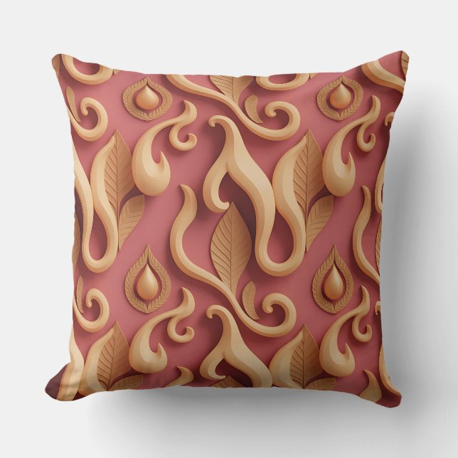 Cojín Decorativo Kelampu Swirl Relief 3D Batik Motif (Anverso)
