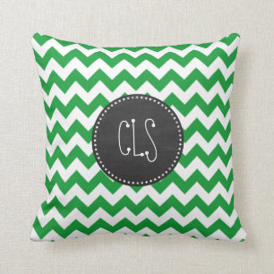 Cojín Decorativo Kelly Green Chevron Stripes; Chalkboard look