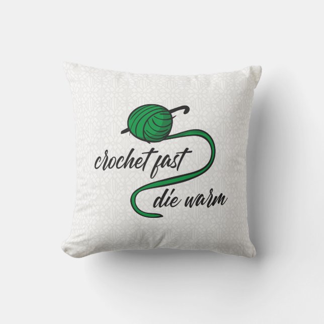 Cojín Decorativo Kelly Green Crochet Fast, muere caliente (Anverso)