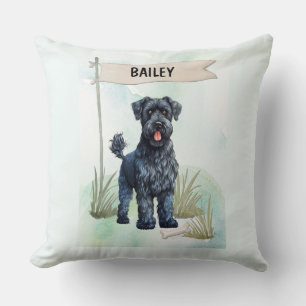 Cojín Decorativo Kerry Blue Terrier Acuarela Personalizada 