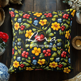 Cojín Decorativo Khokhloma inspiró el arte floral decorativo