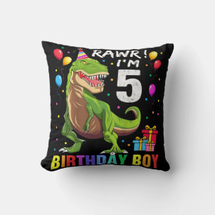 Cojín Decorativo Kids 5 Year Old 5th Birthday Boy T Rex Dinosaur