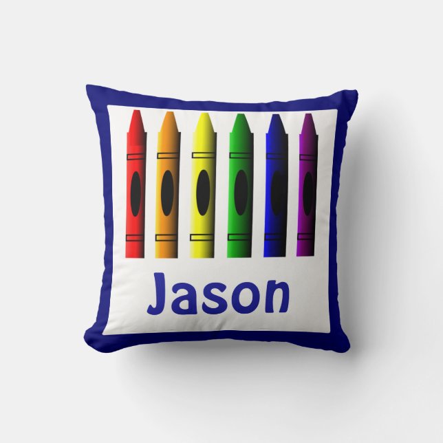 Cojín Decorativo Kids Crayons Crayon Name Room Decoración Pillow Bl (Anverso)