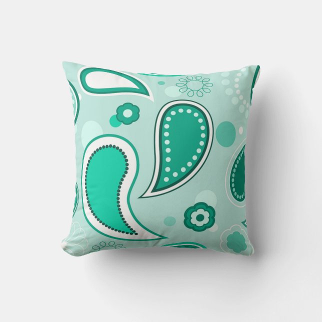 Cojín Decorativo Kids Turquoise Water Droplet Inspired Paisley (Anverso)