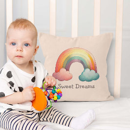 Cojín Decorativo Kids Whimsical Pastel Rainbow in Clouds