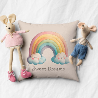Cojín Decorativo Kids Whimsical Pastel Rainbow in Clouds