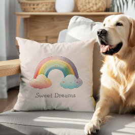 Cojín Decorativo Kids Whimsical Pastel Rainbow in Clouds