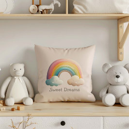 Cojín Decorativo Kids Whimsical Pastel Rainbow in Clouds