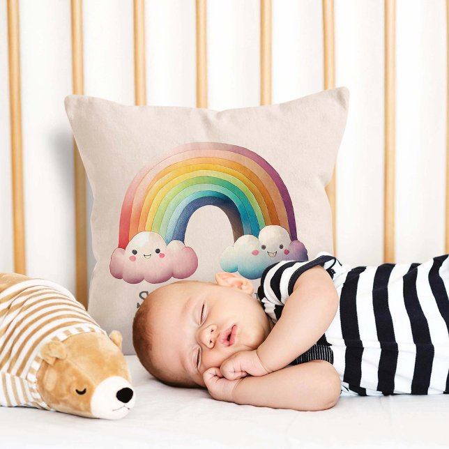 Cojín Decorativo Kids Whimsical Pastel Rainbow in Clouds (Subido por el creador)