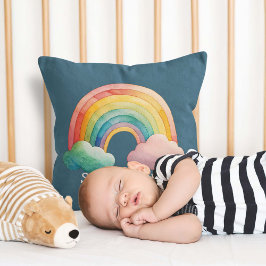 Cojín Decorativo Kids Whimsical Pastel Rainbow in Clouds