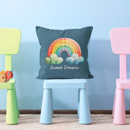 Cojín Decorativo Kids Whimsical Pastel Rainbow in Clouds