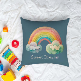 Cojín Decorativo Kids Whimsical Pastel Rainbow in Clouds
