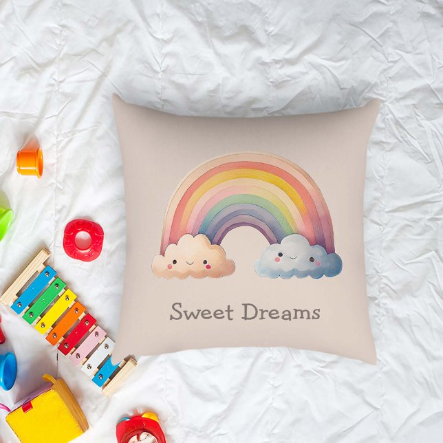 Cojín Decorativo Kids Whimsical Pastel Rainbow in Clouds (Subido por el creador)