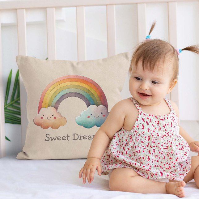 Cojín Decorativo Kids Whimsical Pastel Rainbow in Clouds (Subido por el creador)