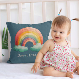 Cojín Decorativo Kids Whimsical Pastel Rainbow in Clouds