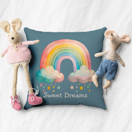 Cojín Decorativo Kids Whimsical Pastel Rainbow in Clouds