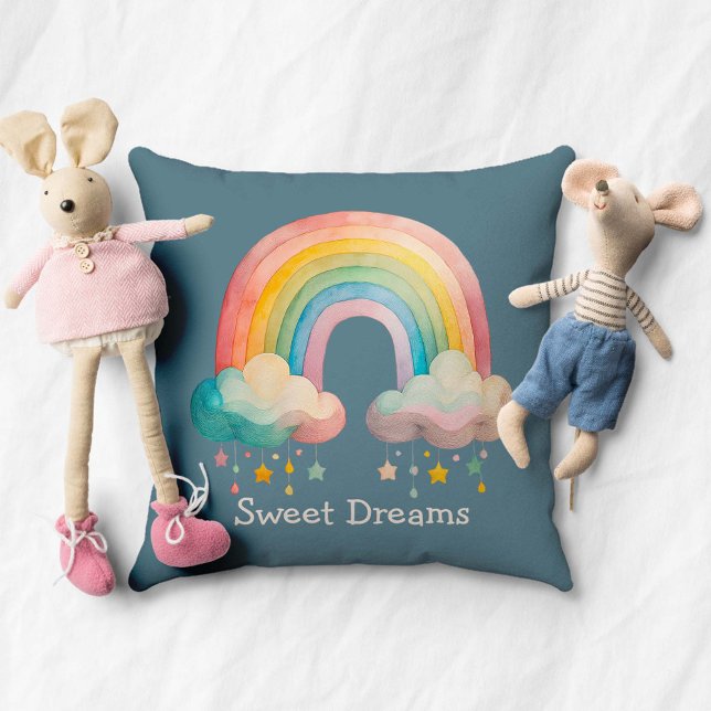 Cojín Decorativo Kids Whimsical Pastel Rainbow in Clouds (Subido por el creador)