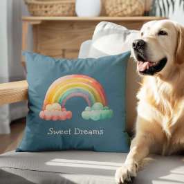 Cojín Decorativo Kids Whimsical Pastel Rainbow in Clouds