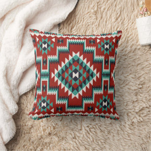 Cojín Decorativo Kilim Oriental Verde Negro Blanco Rojo