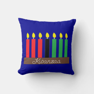 Cojín Decorativo Kinara para Kwanzaa: Azul oscuro