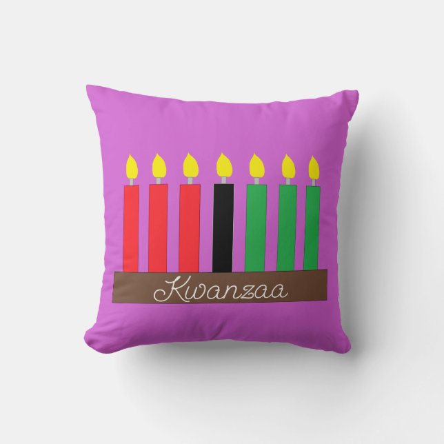 Cojín Decorativo Kinara para Kwanzaa: Lavender (Anverso)