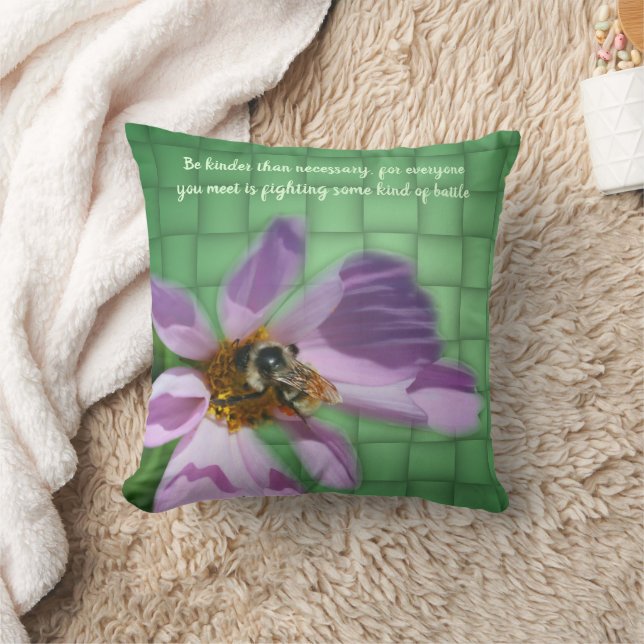 Cojín Decorativo Kindness Quote Bee On Flower Inspirational  (Manta)