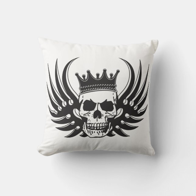 Cojín Decorativo King Skull con alas (Anverso)