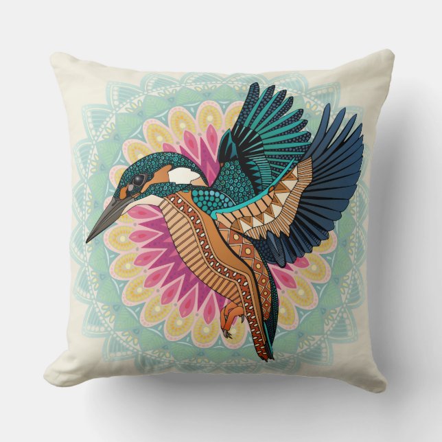 Cojín Decorativo kingfisher mandala (Anverso)