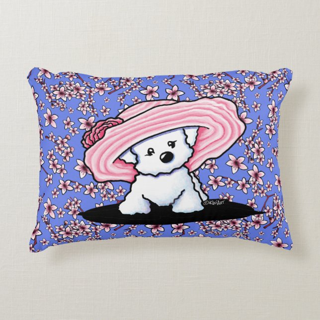 Cojín Decorativo KiniArt Bichon Cherry Blossom Lumbar Pillow (Anverso)