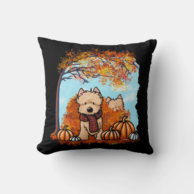 Cojín Decorativo KiniArt Cairn Terriers de otoño (Anverso)