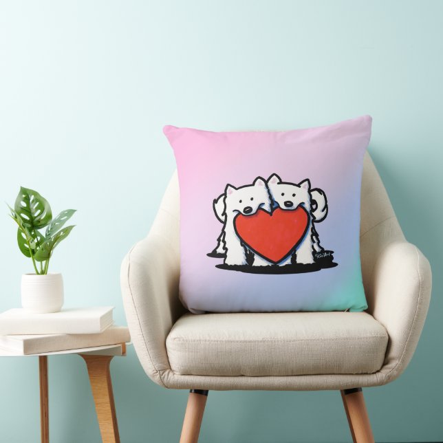 Cojín Decorativo KiniArt dúo de corazón samoyed (Silla)