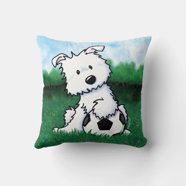 Cojín Decorativo KiniArt Soccer Westie Puppy (Reverso)