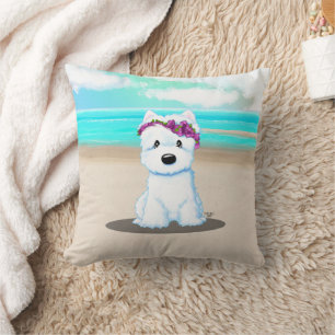 Cojín Decorativo KiniArt ™️ Westie Flor de Playa