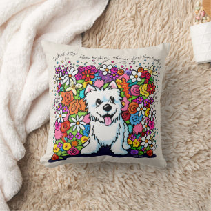Cojín Decorativo KiniArt Westie Jardín Alegre