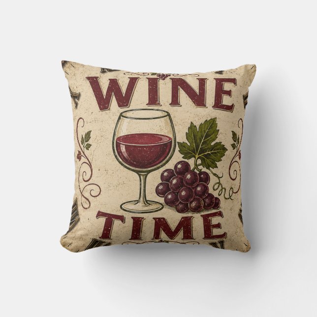 Cojín Decorativo Kitchen Farmhouse Decor Wine Time  (Anverso)