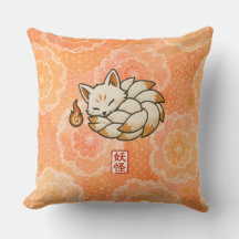 Kitsune Throw Pillow | Japanese Fox Spirit Folklor