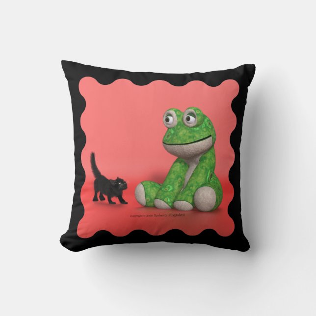 Cojín Decorativo Kitten and plush-frog throw pillow (Anverso)