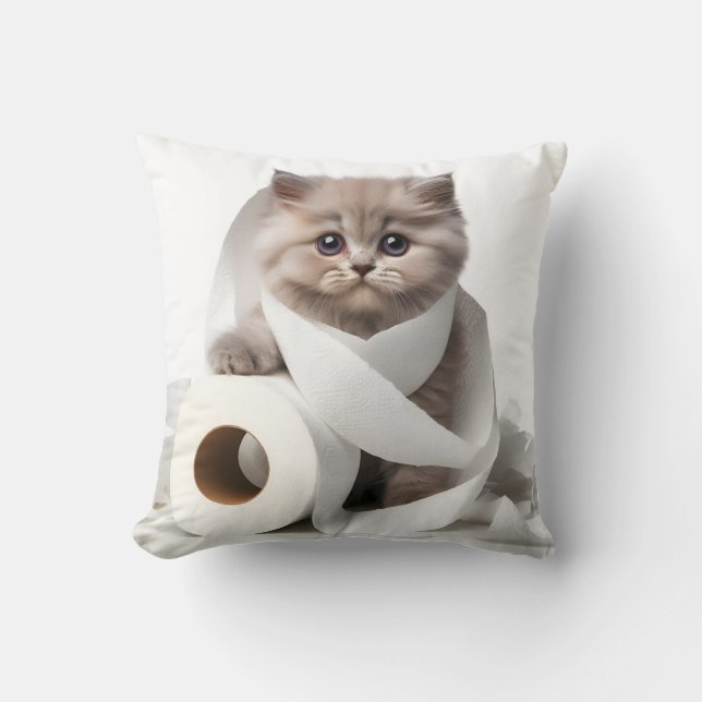 Cojín Decorativo kitten and toilet paper (Anverso)