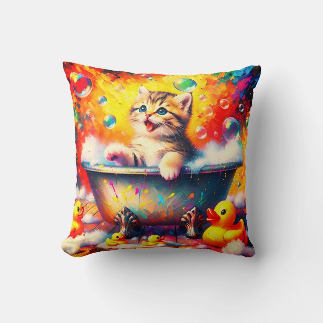 Cojín Decorativo Kitten Bubble Bath (Anverso)