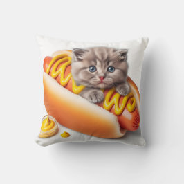 Cojín Decorativo kitten in hot dog with mustard