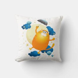 Cojín Decorativo Kitten lindo volando con paraguas