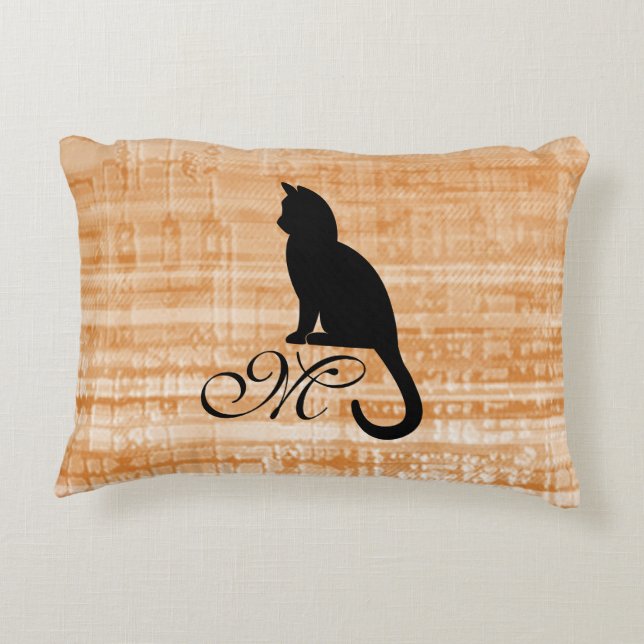 Cojín Decorativo Kitten Monogram Cinnamon Ecru Textured Look (Reverso)