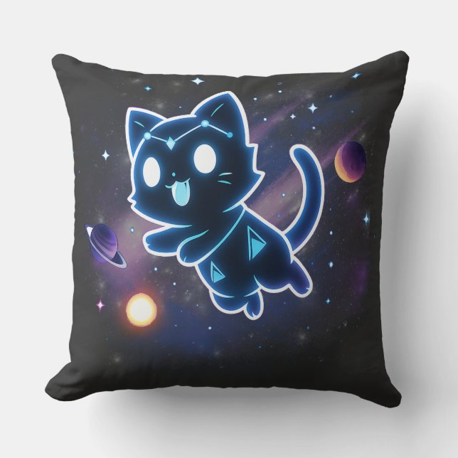 Cojín Decorativo Kitty Constellation Celestial Cat Cosmos Space (Anverso)