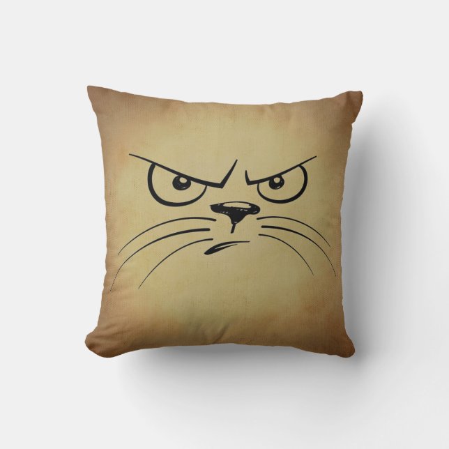 Cojín decorativo Kitty Grumpy de 16" x 16" (Anverso)
