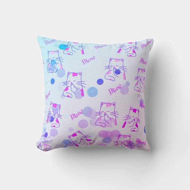 Cojín decorativo Kitty Rosa y Azul (Anverso)