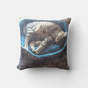 Cojín Decorativo Kitty se toma la siesta, el gato del tigre de Tabb